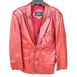 MONSIEUR LAURO Vintage Clay Red 70’s Leather blazer Sz 40